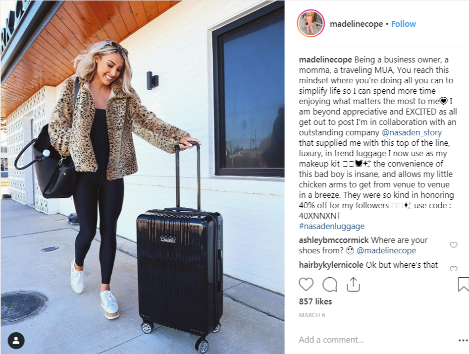 Supplied me with this top of the line, luxury, in trend luggage I now use as my makeup kit