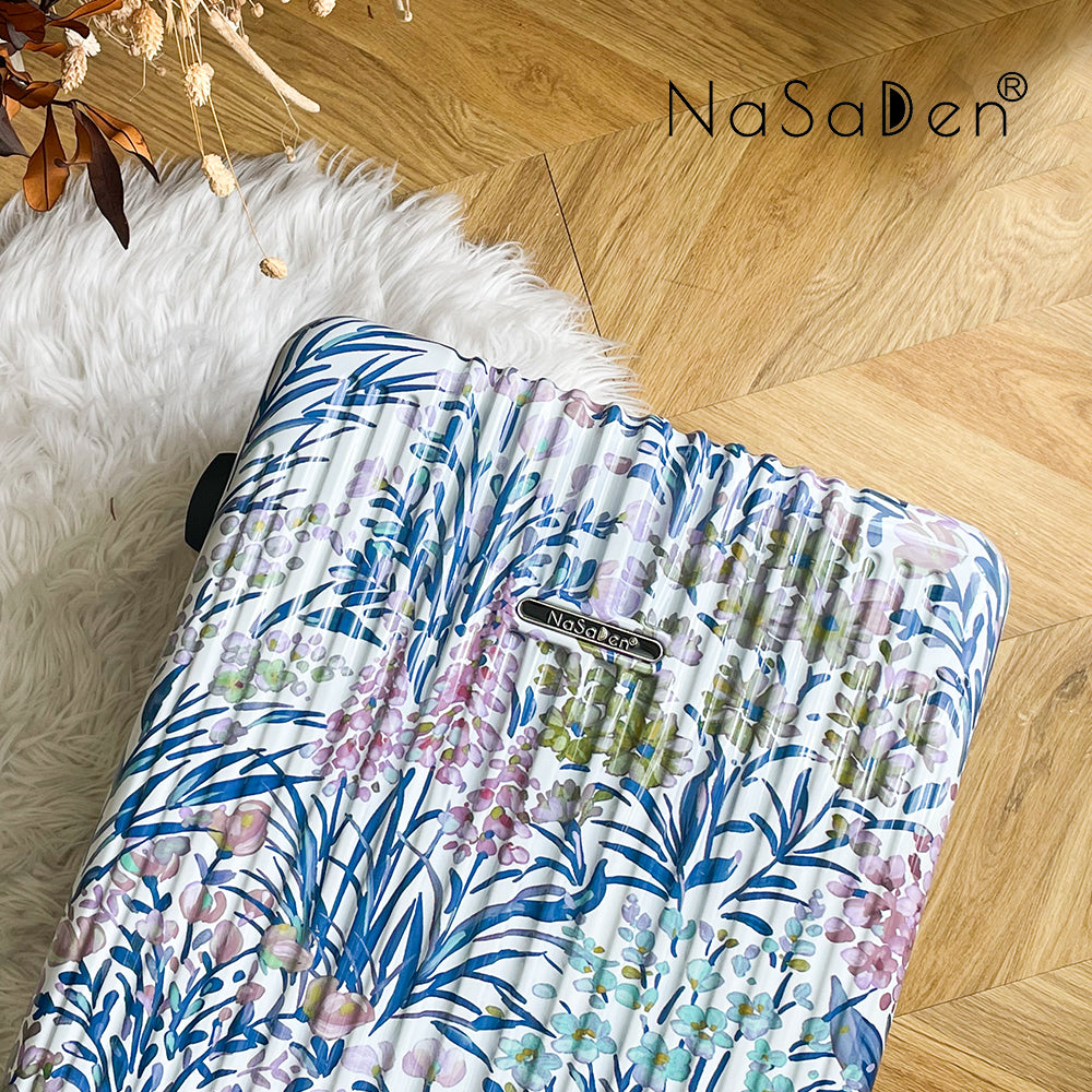 オープンボックス【NaSaDen】白花限定柄プリント 26インチ / 29インチ チェックイン用ジッパーラゲッジ
