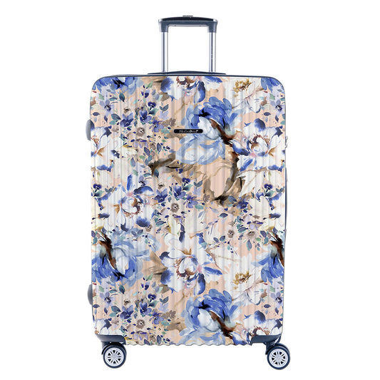 【NaSaDen】ベージュ花柄 限定プリント 22インチ機内持込可能 / 26インチ / 29インチ受託手荷物 ファスナー式スーツケース