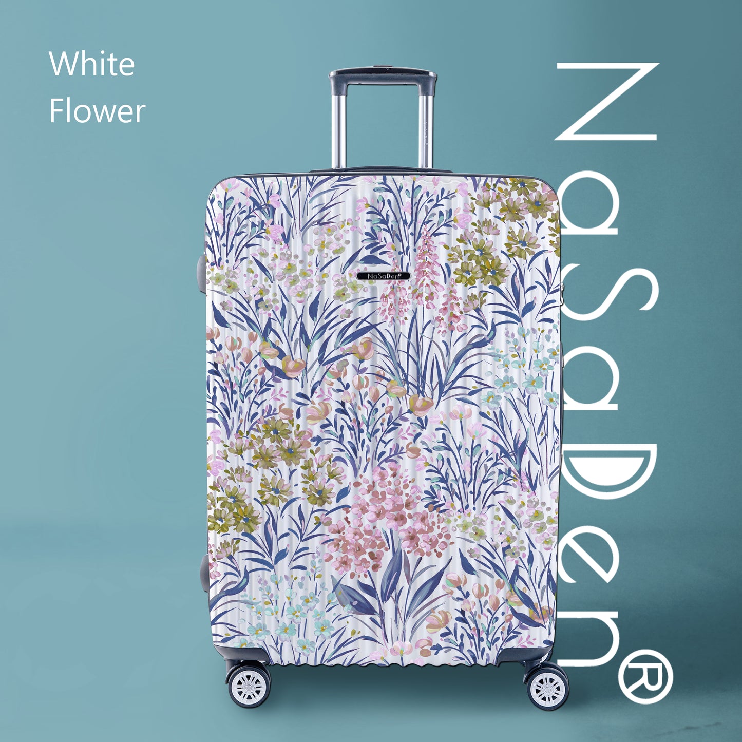 オープンボックス【NaSaDen】白花限定柄プリント 26インチ / 29インチ チェックイン用ジッパーラゲッジ