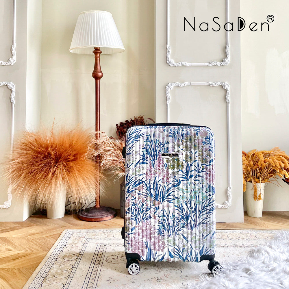 オープンボックス【NaSaDen】白花限定柄プリント 26インチ / 29インチ チェックイン用ジッパーラゲッジ