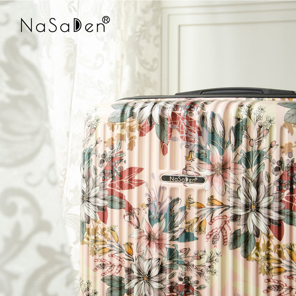 NaSaDen [ Floral Pink ] 22" Carry on/ 26" Checked/ 29" Checked Zipper Luggage