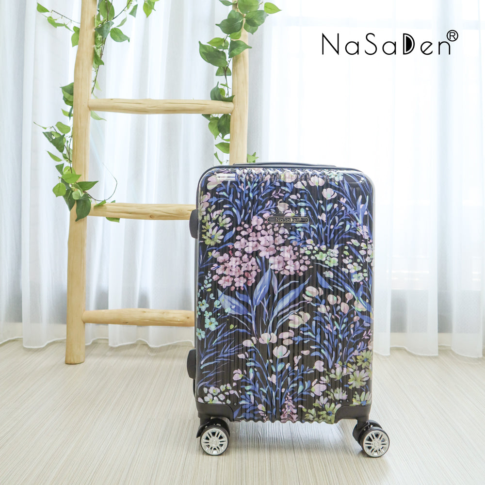 NaSaDen [ Black Flower ] 22" Carry on /26" Checked/ 29" Checked Zipper Luggage