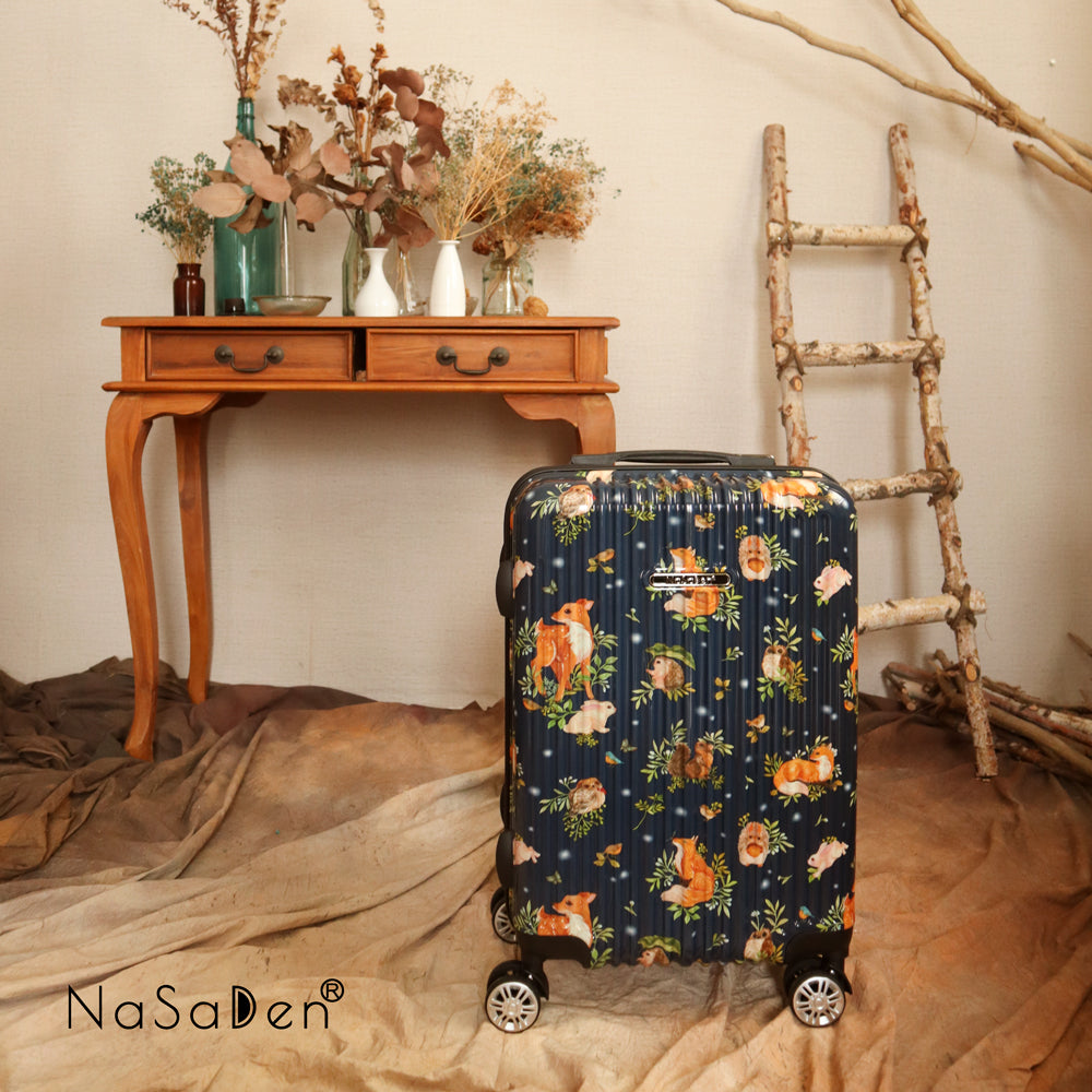 【NaSaDen】ホープ 限定柄プリント 22インチ機内持ち込み / 29インチ預け入れ用ファスナー式スーツケース