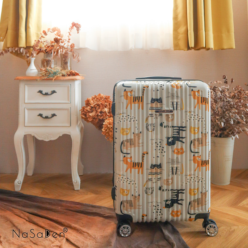 展示品【NaSaDen】Stripe Cat限定柄プリント 22インチ機内持込可/26インチ/29インチ預け入れ用ファスナー式スーツケース