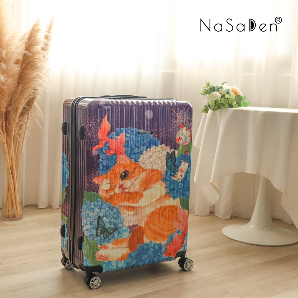 【NaSaDen】サマーキャット限定柄プリント 26インチ/29インチ ジッパーキャリーケース
