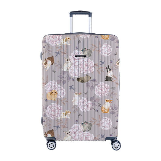 【NaSaDen】パープルラビット限定柄プリント 22インチ機内持ち込み / 26インチ / 29インチ受託手荷物ジッパーラゲージ