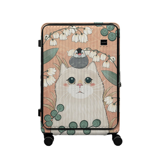 【NaSaDen】ラインシリーズ かわいい猫 29インチ フロントオープン スーツケース