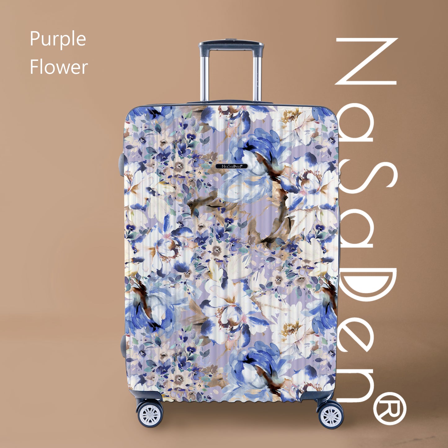 展示品【NaSaDen】紫の花柄限定プリント 22インチ キャリーオン ジッパーラゲッジ