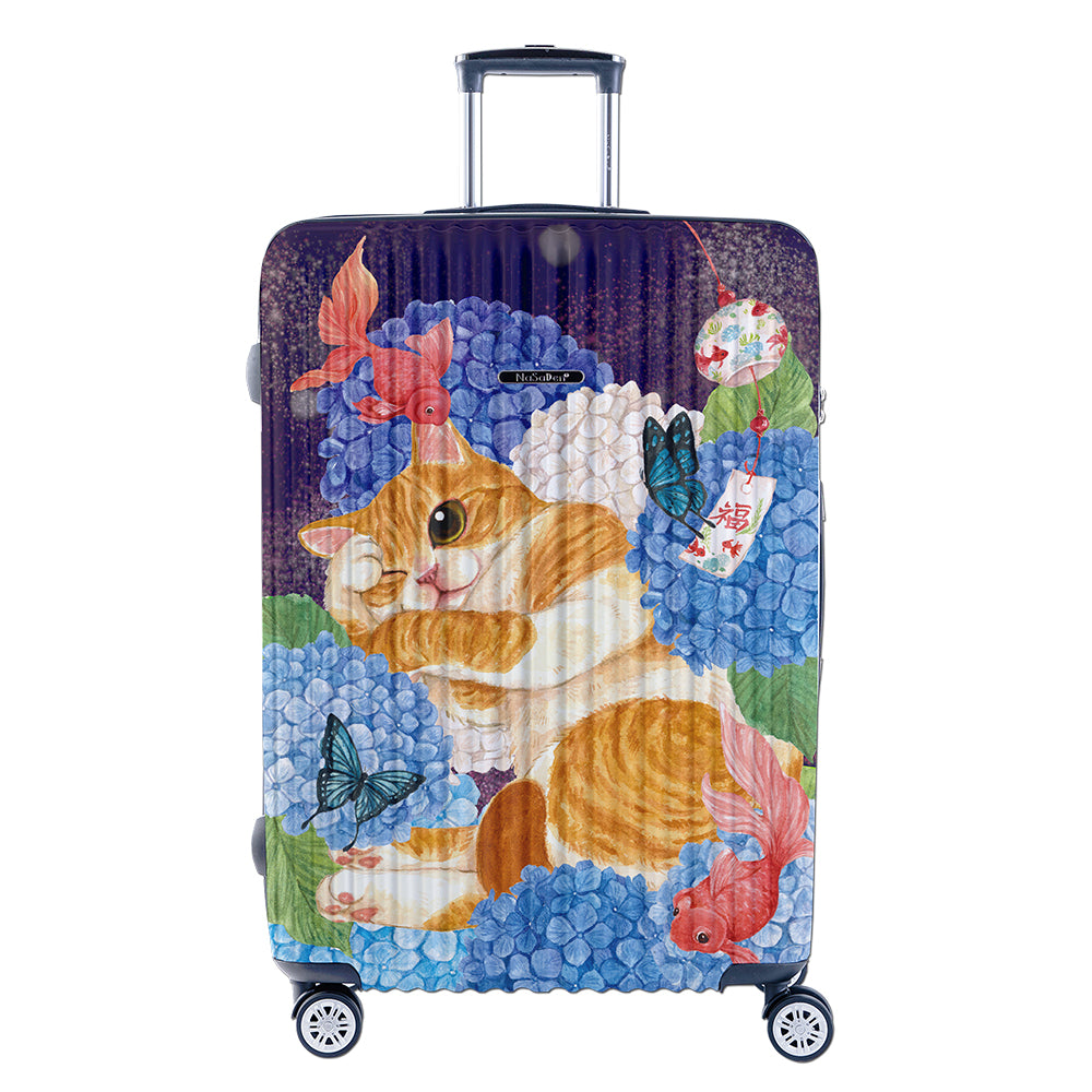 【NaSaDen】サマーキャット限定柄プリント 26インチ/29インチ ジッパーキャリーケース